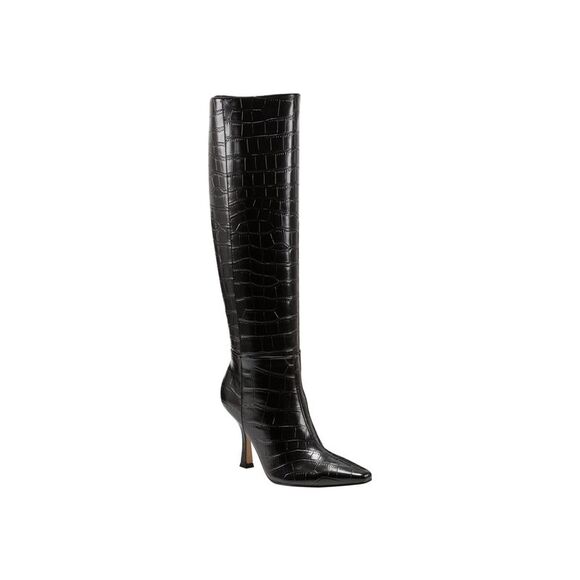 MARC FISHER Womens Black Goring Padded Vedanty Pointed Toe Stiletto Boots 8 M - Picture 1 of 5